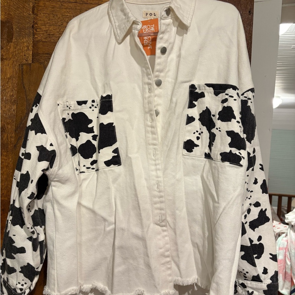 White and Black Cow Print Shacket